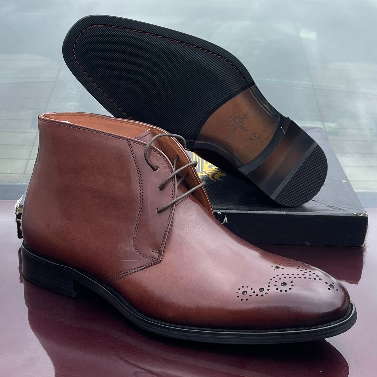 Coffee Brown Brogues Leather Boot (Available Szx: 43 and 45 Only)