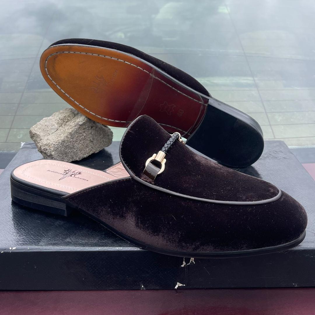 Coffee Brown Velvet Leather Mule (Available Szx: 40, 42, and 44 Only)